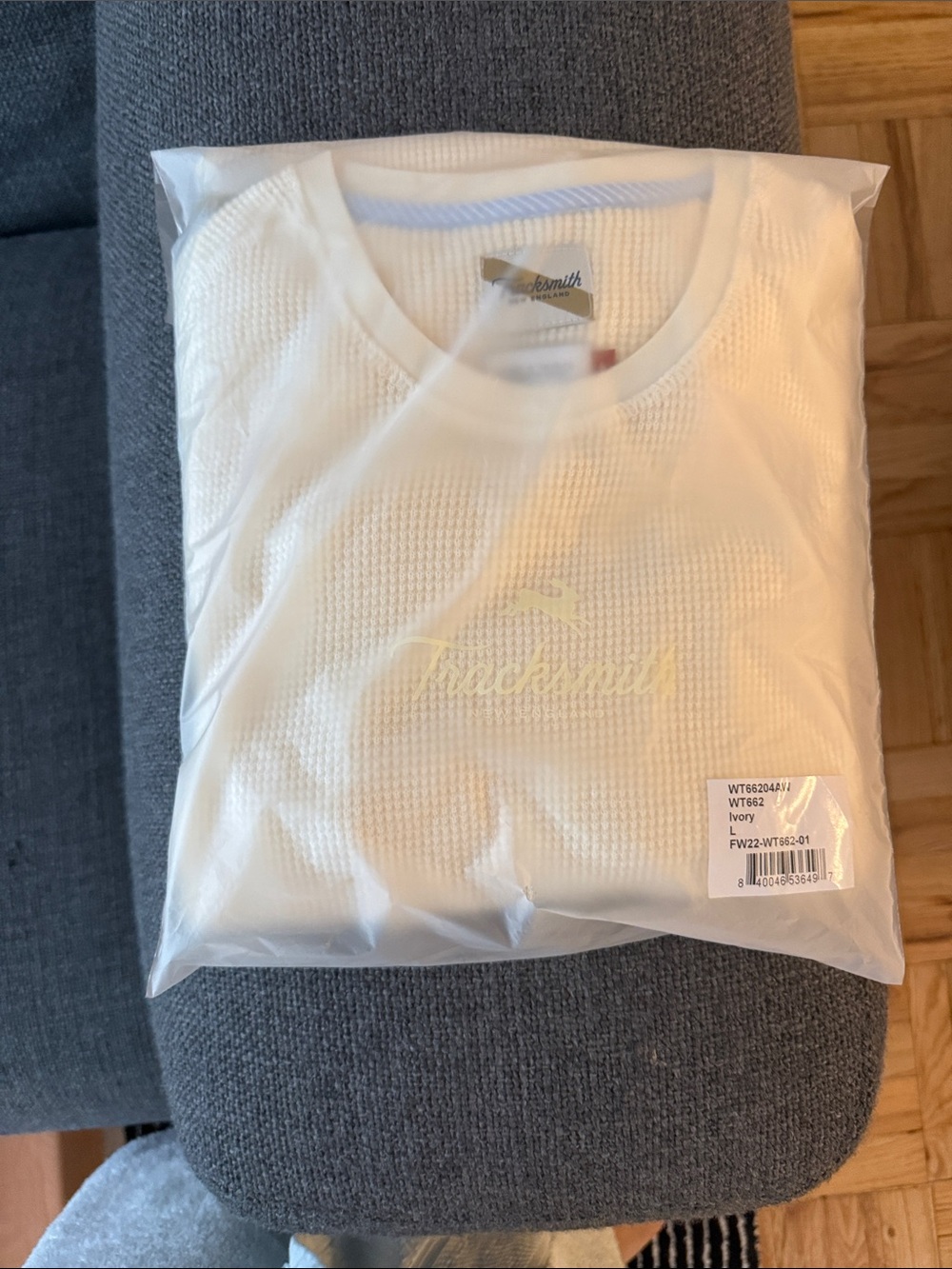 Tracksmith Ivory Fells Waffle layer Crewneck Shirt - L